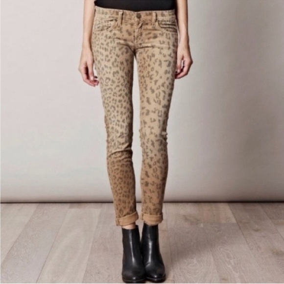 Current/Elliott Y2K Leopard Skinny Stiletto Jeans Sz 25 Indie Retro Low Rise - Picture 2 of 10
